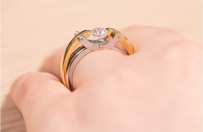 Brilliant Diamond Two-Tone Modern Contemporary Ring - Circlipd Evo