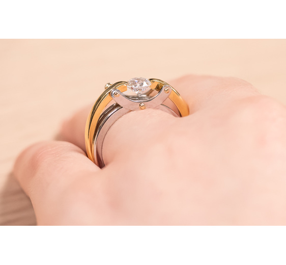 Brilliant Diamond Two-Tone Modern Contemporary Ring - Circlipd Evo