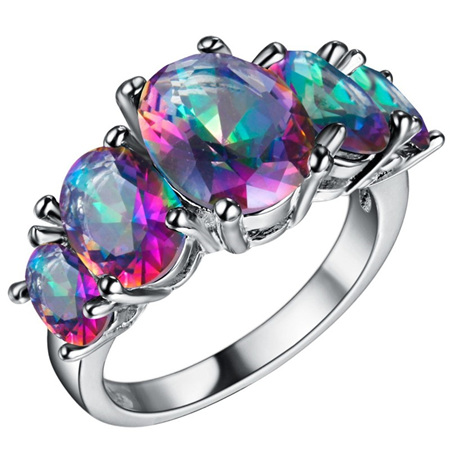 BRILLIANT RAINBOW AND SILVER RING - US7