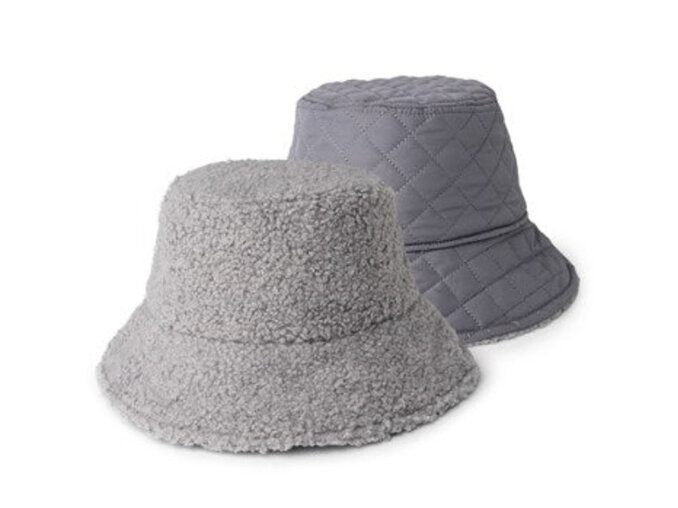 Britts Knits Apres Reversible Sherpa Bucket Hat Grey Unisex