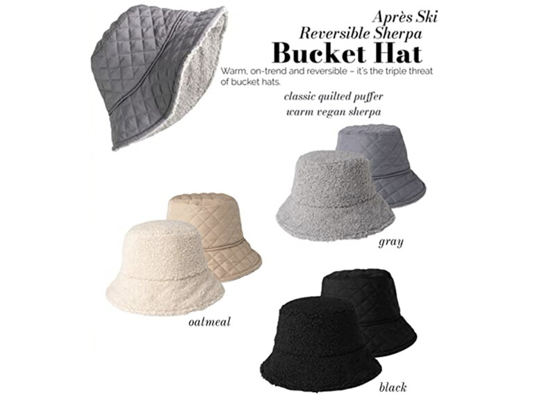 Britts Knits Apres Reversible Sherpa Bucket Hat Grey Unisex