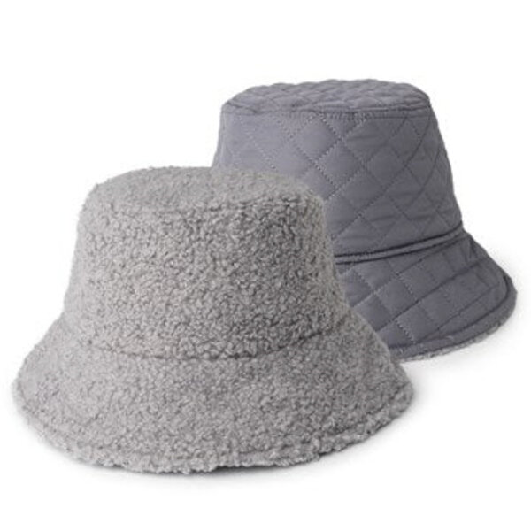 Britts Knits Apres Reversible Sherpa Bucket Hat Grey