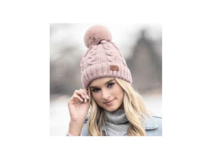 Britts Knits Cozy Classic Pom Pom Hat Blush ladies beanie warm winter