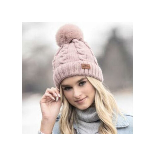 Britts Knits Cozy Classic Pom Pom Hat Blush ladies beanie warm winter