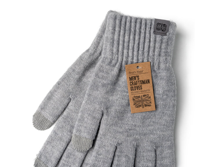 Britts Knits Craftsman Mens Gloves grey touchscreen winter