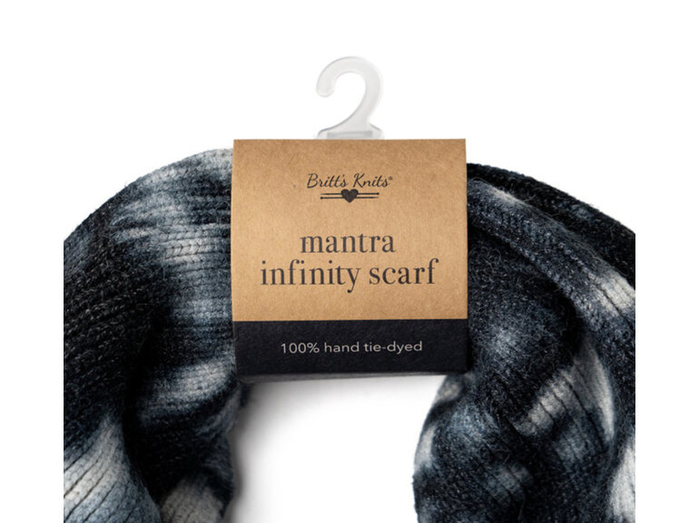 Britts Knits Mantra Infinity Scarf Tie Dye Black
