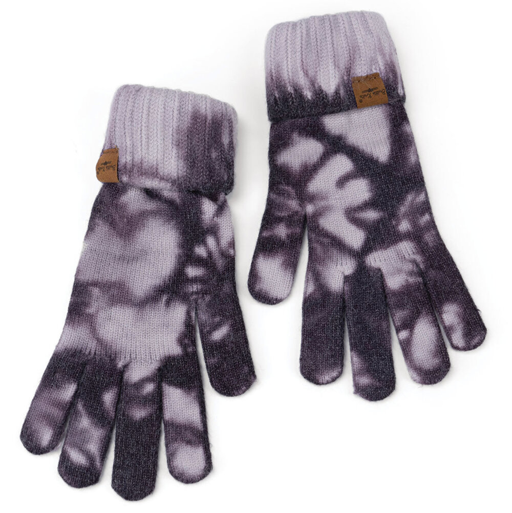 Britt's knits mantra purple tie dye gloves
