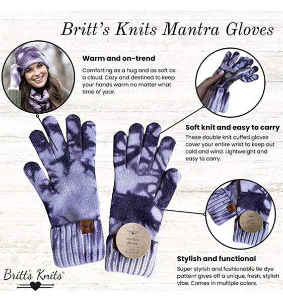 Britts Knits Mantra Tie Dye Knit Gloves Purple