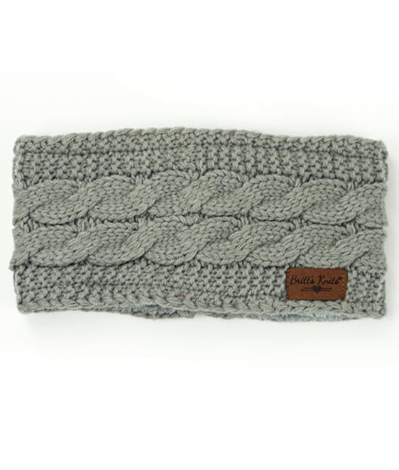 Britts Knits Plush Lined Cable Knit Head Warmer Grey