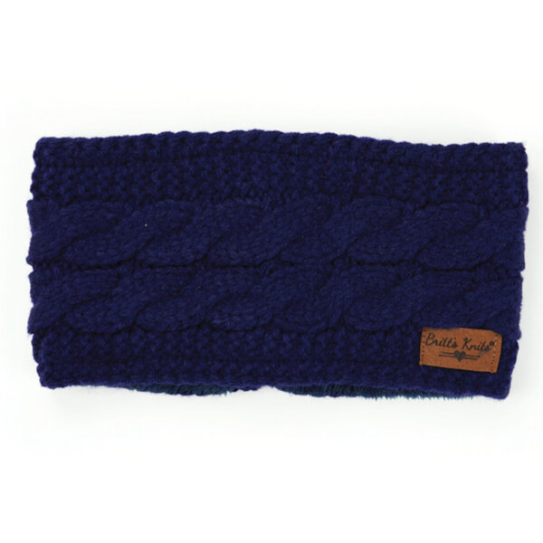 Britts Knits Plush Lined Cable Knit Head Warmer Navy