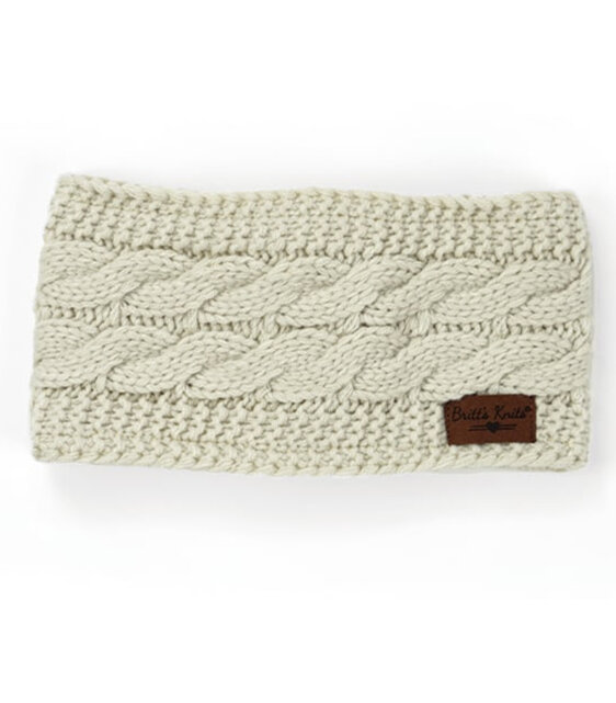 Britts Knits Plush Lined Cable Knit Head Warmer Oat Cream