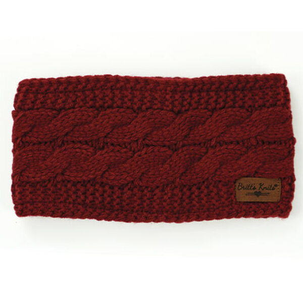 Britts Knits Plush Lined Cable Knit Head Warmer Red