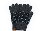 Britts Knits Snow Leopard Knit Gloves Black ladies woman warm winter