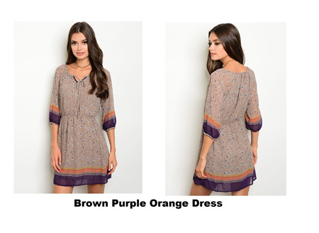 Brown Purple Orange Dress