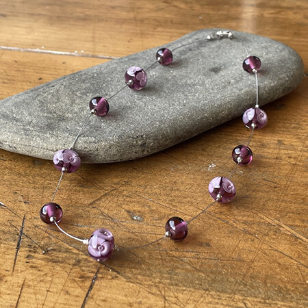 bubble flower necklace - purple amethyst