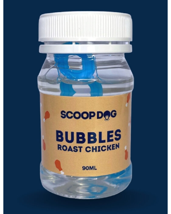 Bubble game for dogs, roast chicken scented