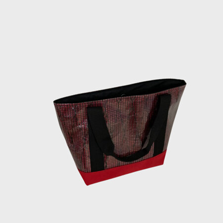 Bucket Tote - Black sailcloth/red
