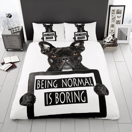 Bull Dog Reversible Duvet Cover Set