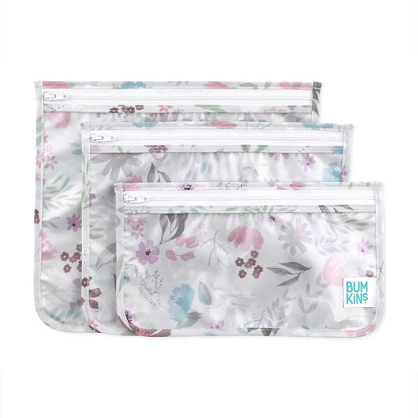 Bumkins Clear Travel Bag 3 Pack Floral