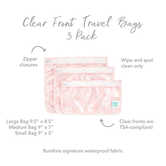 Bumkins Clear Travel Bag 3 Pack Floral