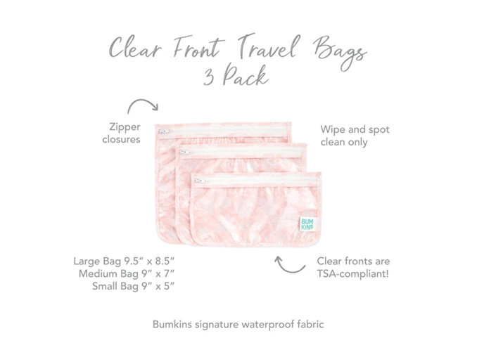 Bumkins Clear Travel Bag 3 Pack Floral