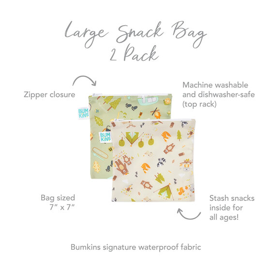 Bumkins Large Snack Bag 2 Pack Happy Campers