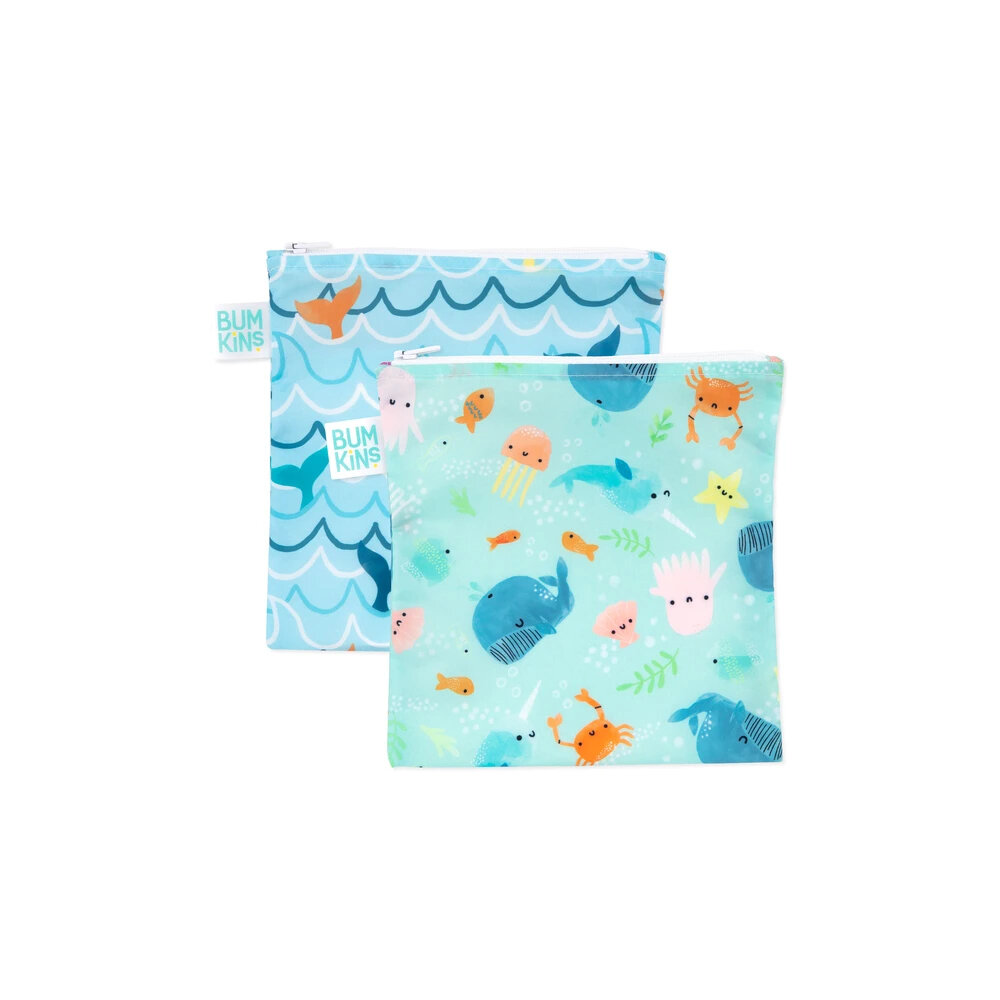 Bumkins Large Snack Bag 2 Pack Rolling with the Waves