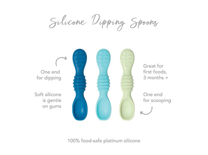 Bumkins Silicone Dipping Spoon 3 Pack Gumdrop Blue baby feeding