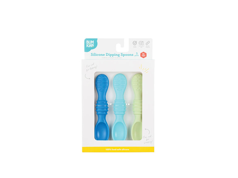 Bumkins Silicone Dipping Spoon 3 Pack Gumdrop Blue baby feeding