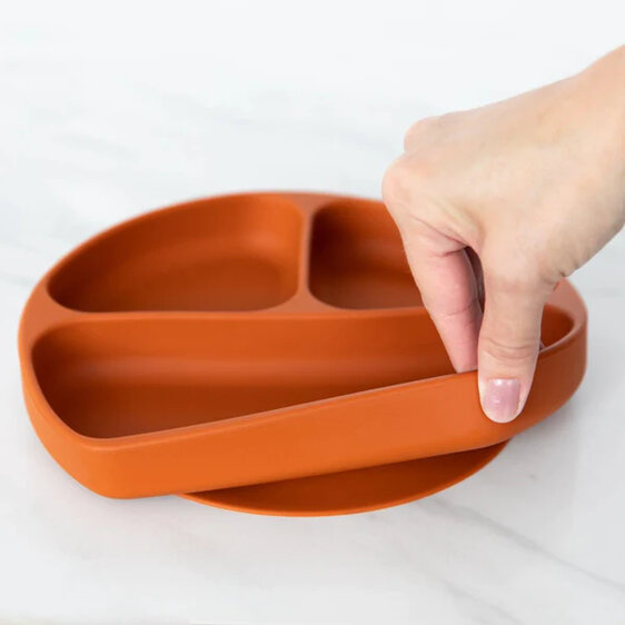 Bumkins Silicone Grip Dish Clay toddler baby meal wean solids