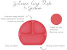 Bumkins Silicone Grip Dish Red