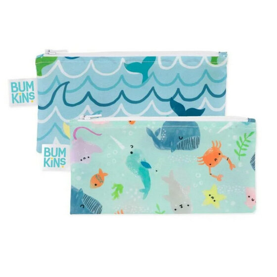 Bumkins Small Snack Bag 2 Pack Rolling with the Waves