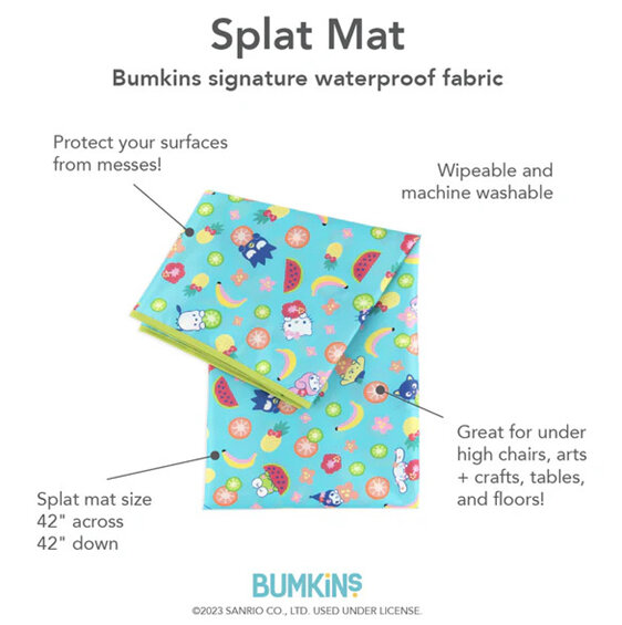 Bumkins Splat Mat - Hello Kitty Fruit Punch highchair art