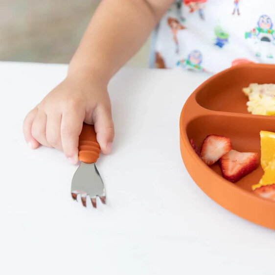 Bumkins Spoon and Fork Clay baby feeding meal weaning solids