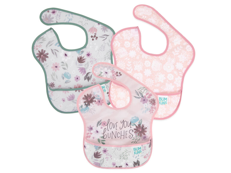 Bumkins Superbib 3 Pack Floral & Lace baby feeding