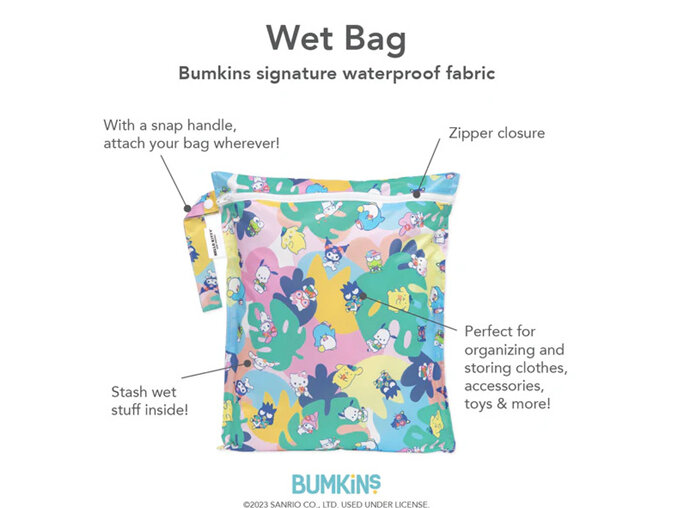 Bumkins Wet Bag - Hello Kitty Luau baby toddler swim nappy kindergarten daycare