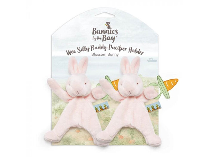 Bunnies By The Bay Wee Silly Buddy Blossom Bunny Pacifier Holder Twin Pack