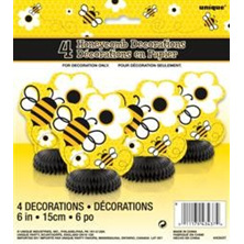 Busy Bee 4 mini Honeycomb Decorations