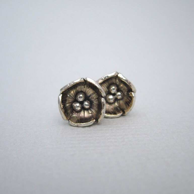 Buttercup Sterling Silver Gilded Stud Earrings tiny flowers