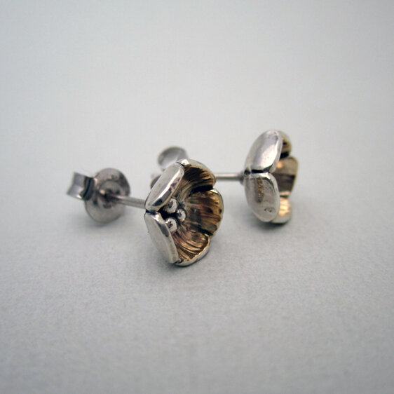 Buttercup Sterling Silver Gilded Stud Earrings tiny flowers