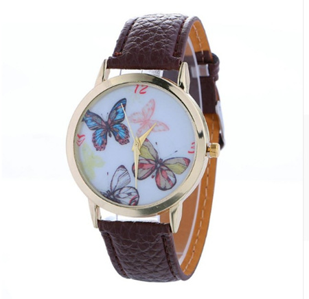 Butterflies Watch - Brown Strap