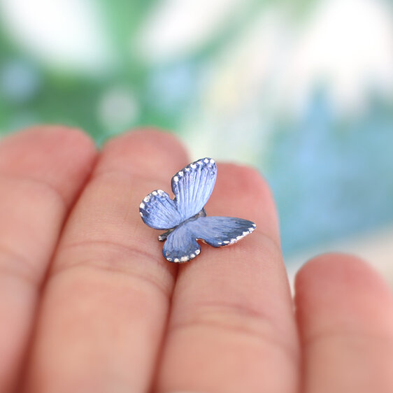 Butterfly blue native sterling silver lapel pin brooch lilygriffin nz jewellery