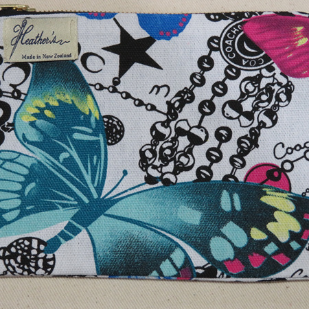 Butterfly Cosmetic Purse  - White Medium