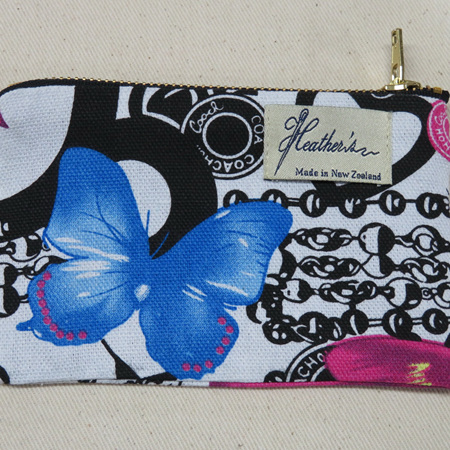 Butterfly Cosmetic Purse - White Small