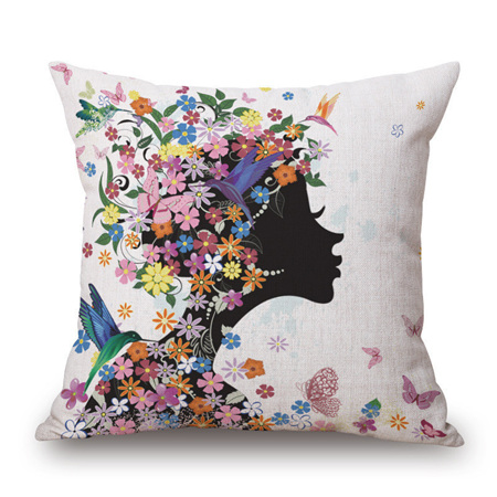 BUTTERFLY & FLORAL HEADPIECE CUSHION COVER