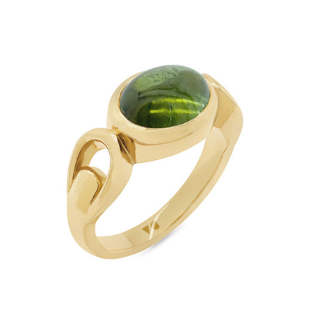 Cabochon Green Tourmaline Dress Ring