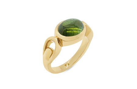 Cabochon Green Tourmaline Dress Ring
