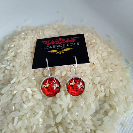 Cabochon Lever Earrings - Bright Flowers