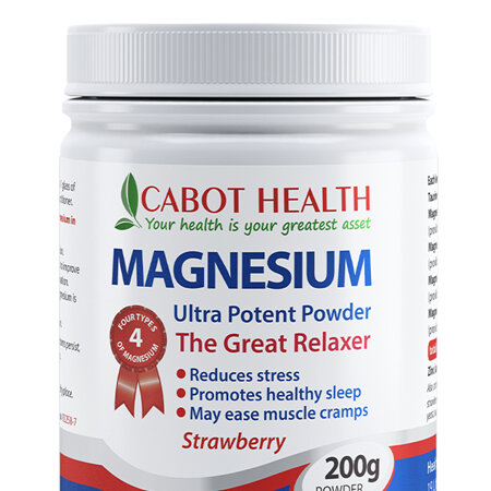 Cabot Health Magnesium Ultra Potent Powder, Strawberry 200G