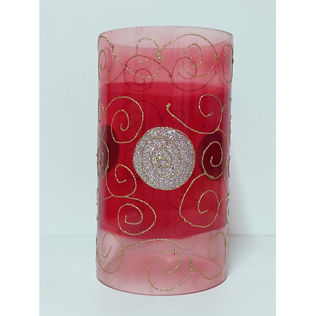 Candle Cover Red Sparkle G3314